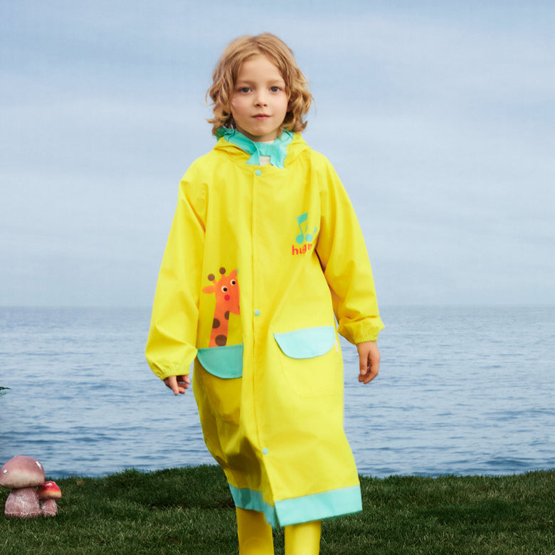 Hugmii Giraffe-Printed Yellow Rain for Kids