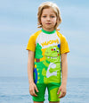 UPF 50+ Kids Dinosaur Swimsuit - Chlorine-Resistant with UV-Sensing Tag